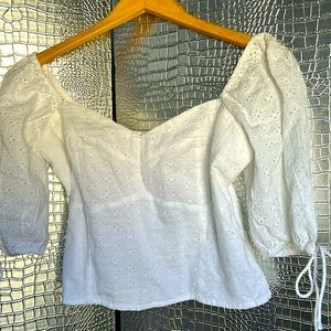 NWT White Eyelet Top